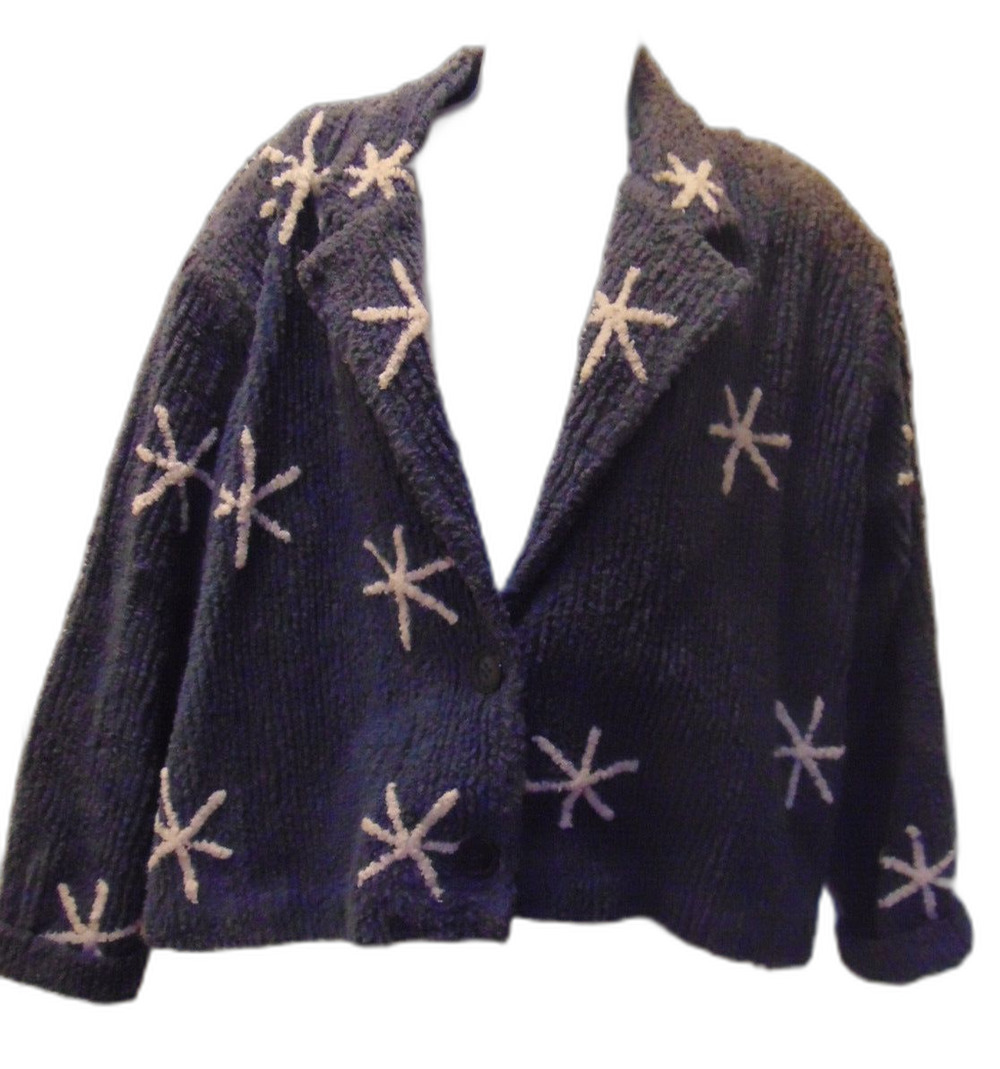 Painted Pony Women's M   Jacket/Sweater - Snowflakes and Reindeer Vtg. 90's